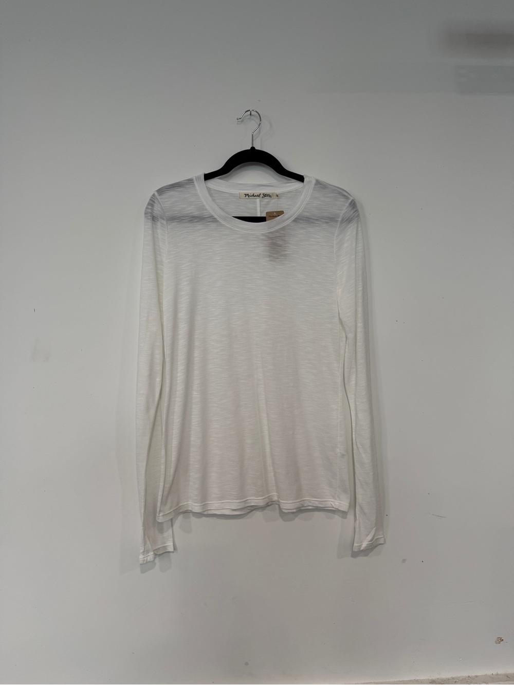 Michael Stars Brooklyn Jersey White Long-Sleeve Crewneck Tee- one size